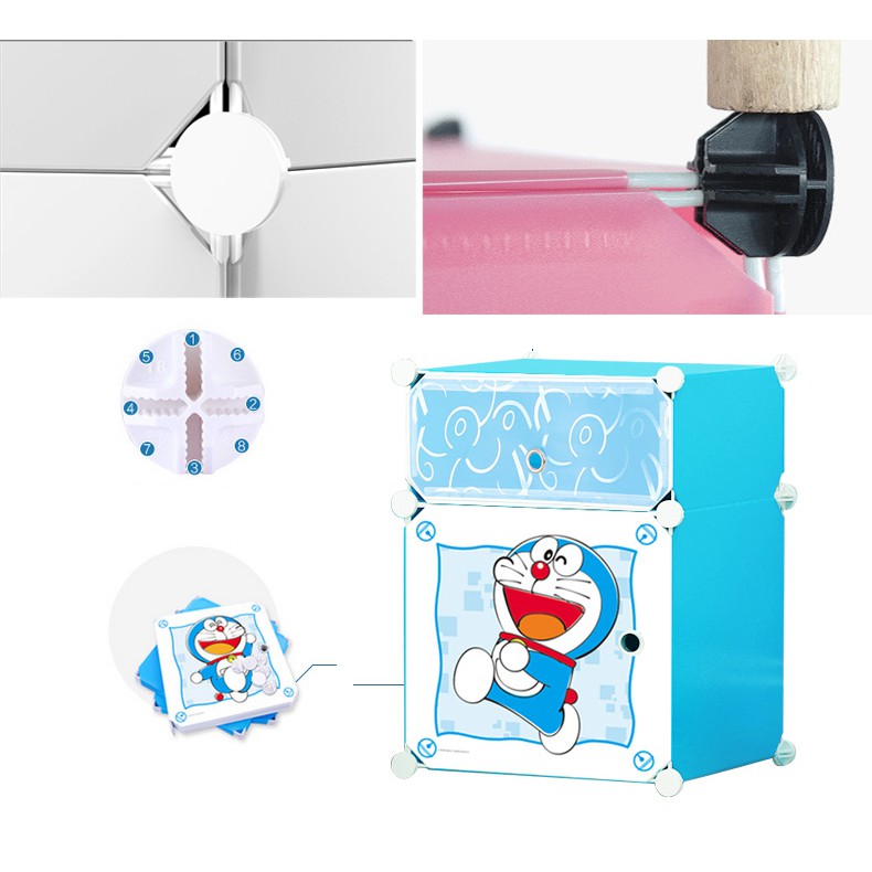 Lemari Plastik Portable Mini 2 Susun Import Karakter Doraemon