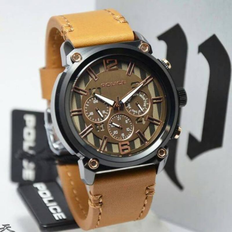 JAM TANGAN PRIA COWOK POLICE PL14378JSB/11 PL 14378 JSB/11 LEATHER STRAP ORIGINAL