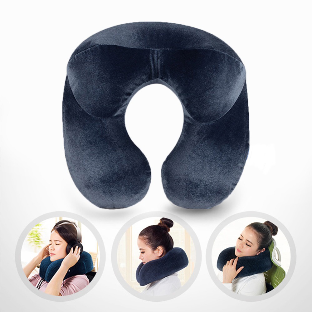 Bantal Pesawat Mobil Liburan Perjalanan Air Massage Pillow Aeros Pillow Leher Angin Portabel Inflatable Pompa Manual