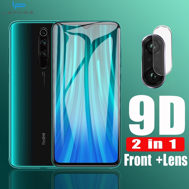 9D Xiaomi Redmi Note 7 8 / Pro 8T Tempered Glass  Full Cover + Lensa Kamera Untuk