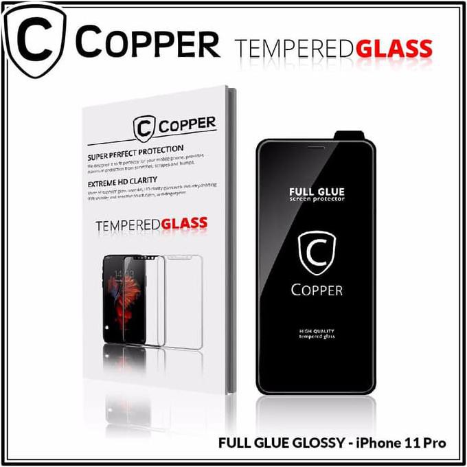 Pengiriman Cepat Iphone 11 Pro - COPPER Tempered Glass FULL GLUE PREMIUM GLOSSY PROMO | CUCI GUDANG