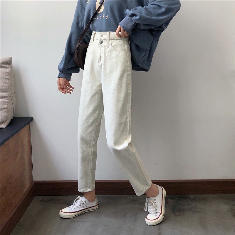 Celana Jeans Wanita High Waist | Korea Style Boyfriend Celana Jeans