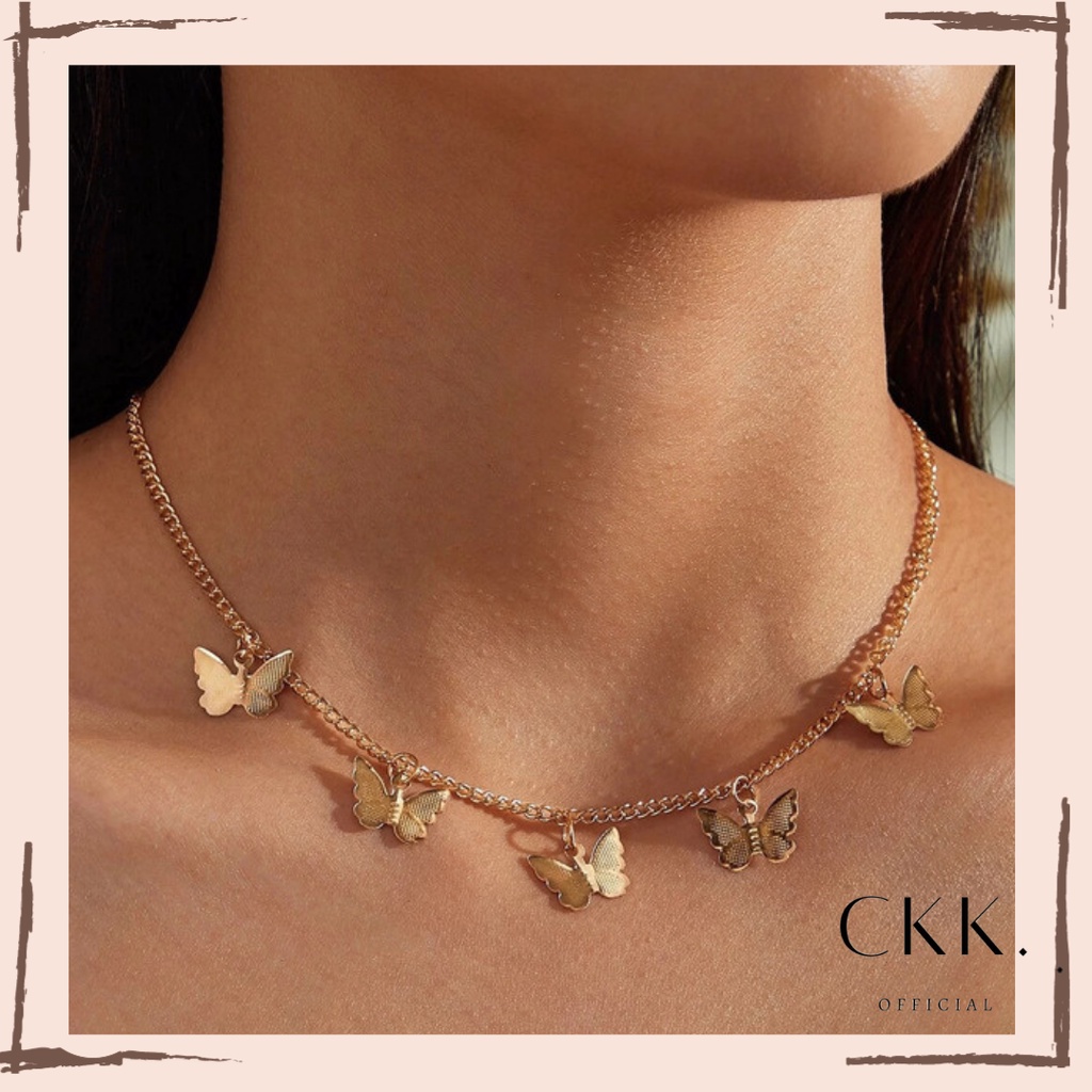 ➰CKK➰ Kalung Liontin Kupu FA115 Rantai Klavikula Logam Kalung Fashion