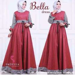 Gamis Bella Dress | Bella Bahan Balotelli | Bella Dress Maroon