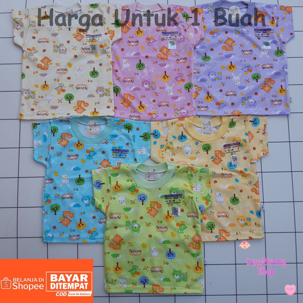 Kaos Oblong Bayi Rimoshi Full Print Warna Ukuran S, M, L, XL 1 PCS