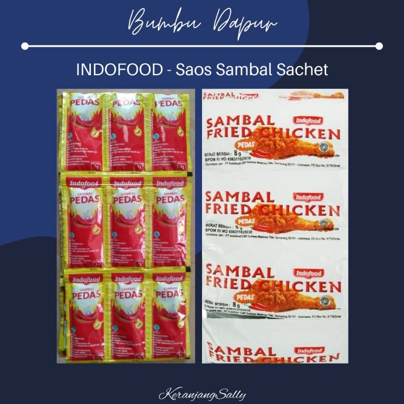 [1bungkus = 24sachet x 9gr] INDOFOOD Sambal Pedas Sachet 9gr / Sambal Fried Chicken Sachet 8gr / Sam