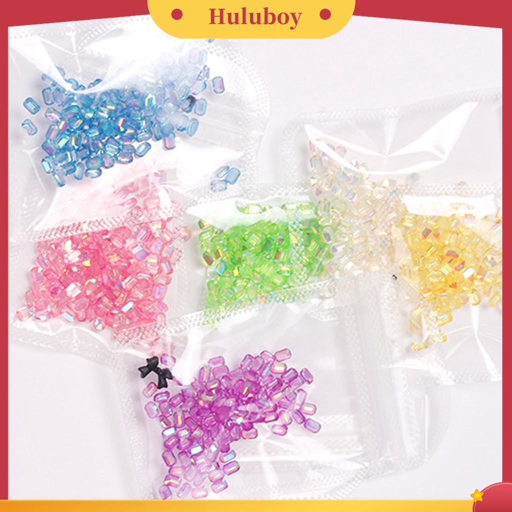 Huluboy Huluboy♡ 100 Pcs Berlian Imitasi Bentuk Persegi 3D Untuk Dekorasi Nail Art