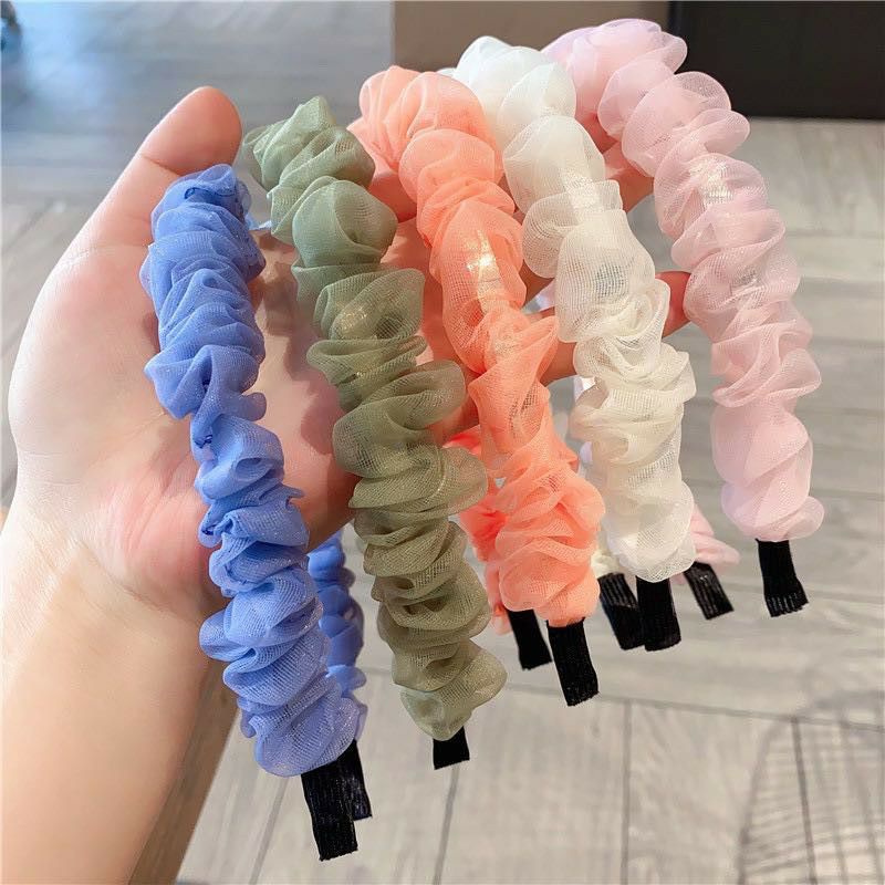 [COD] Bando Kerut Bando Scrunchie Ala Korea Bando Sifon Transparan Bando Korea Warna Warni Cantik