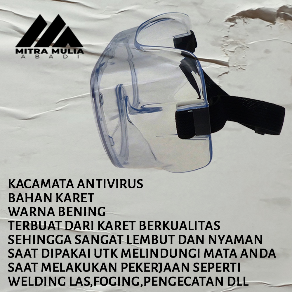 Kacamata Karet Pelindung Anti Virus l Safety Goggles Eye Shield APD