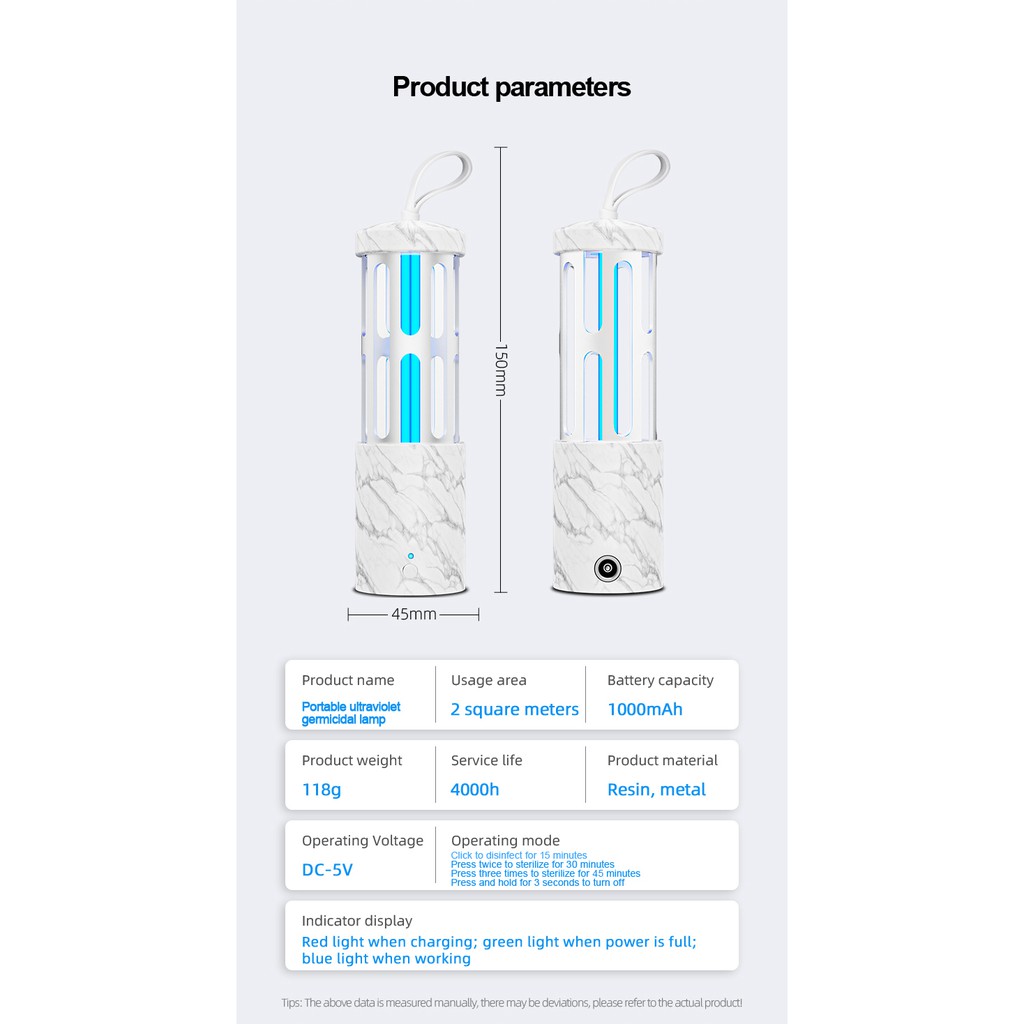 ROCKWARE Lampu Antivirus Ultraviolet UV Disinfektan Steril Portable