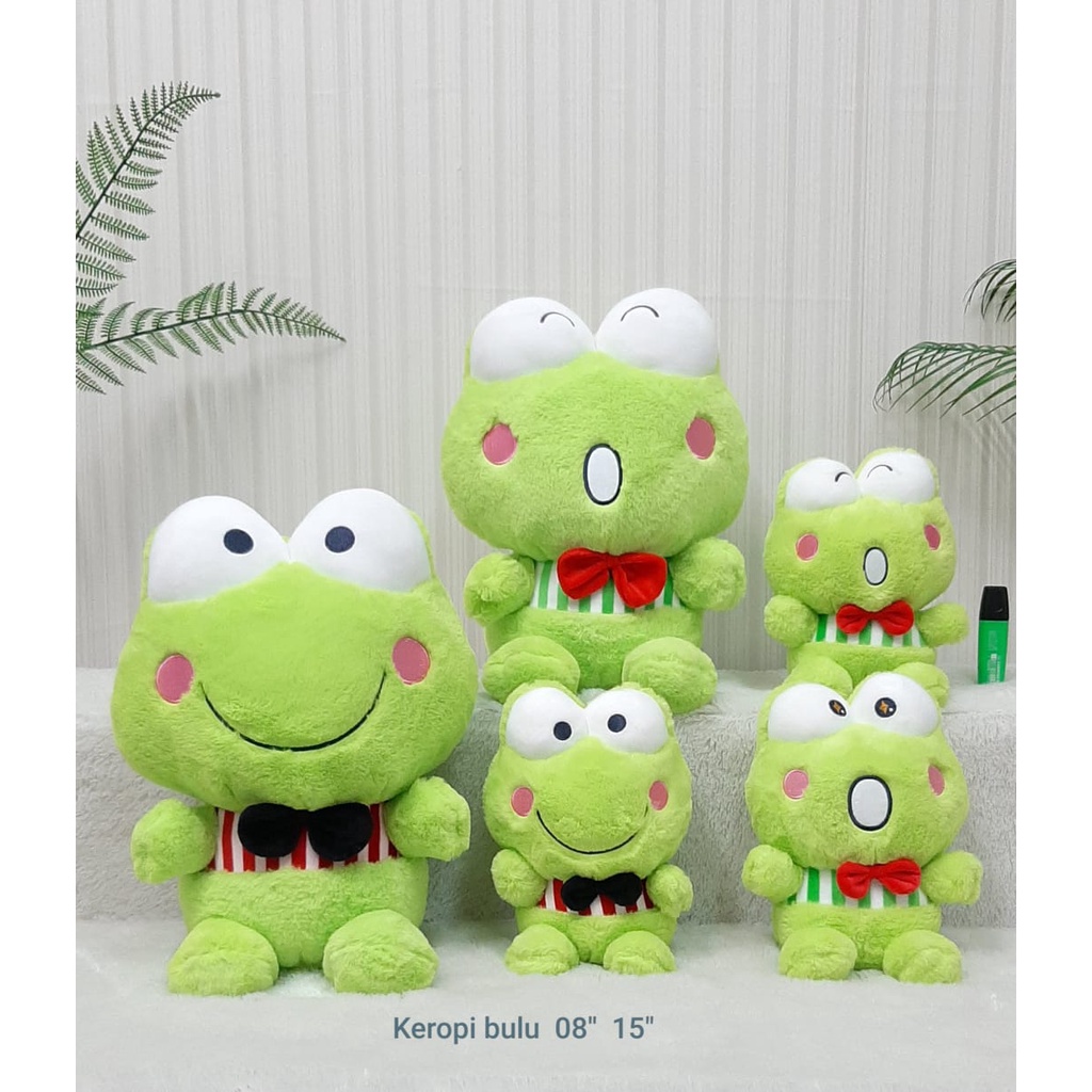 Boneka Keropi Pita Bulu Size 15&quot;/38cm/boneka animal/boneka kodok/boneka lucu/Boneka Frog/Boneka Keroppi Dasi