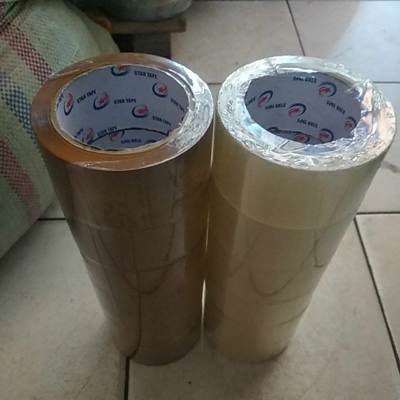 

Lakban startape bening atau coklat 48mm×80yard harga per 1slop/6pcs