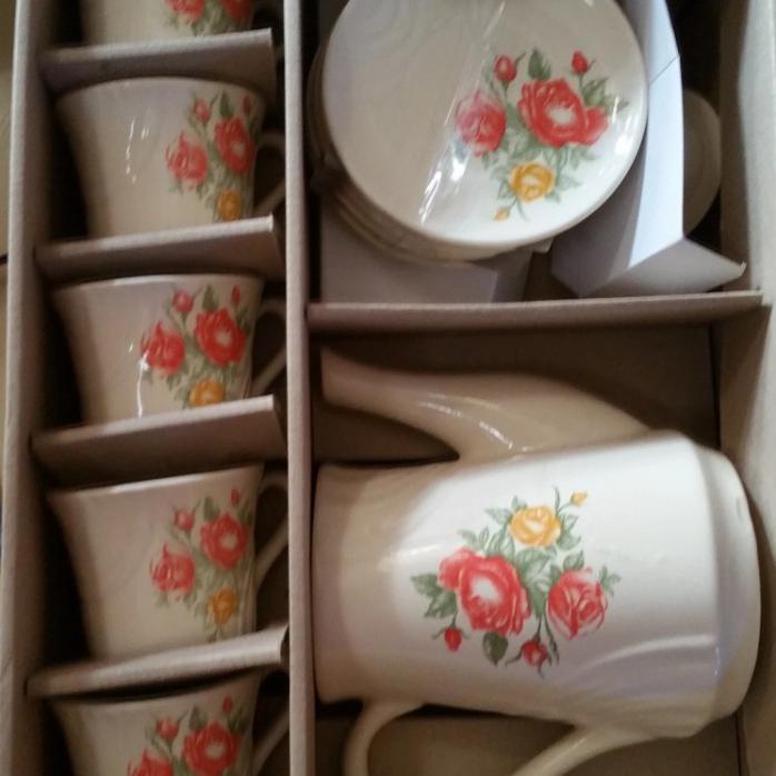 CANGKIR TEH KERAMIK SET NAPOLEON/CANGKIR KERAMIK/GELAS KADO