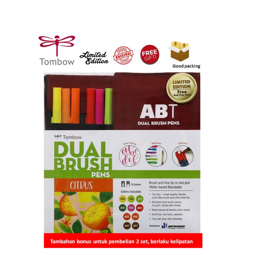 

Tombow Dual Brush Pen ABT, Citrus, set 10, free case