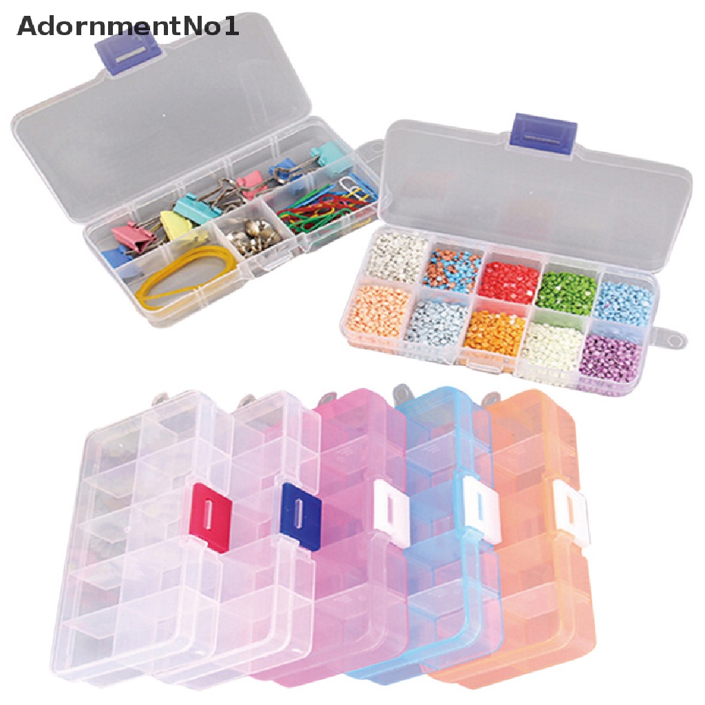 (AdornmentNo1) Kotak Penyimpanan / Organizer Perhiasan / Manik-Manik 10 Slot Adjustable Bahan Plastik