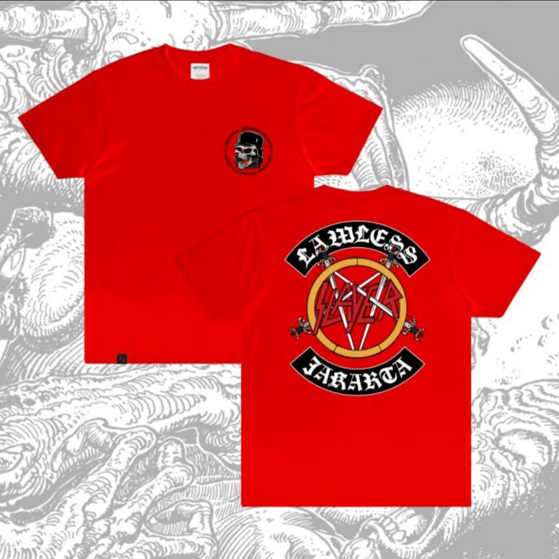LAWLESS X SLAYER - PENTAGRAM RED BADGES