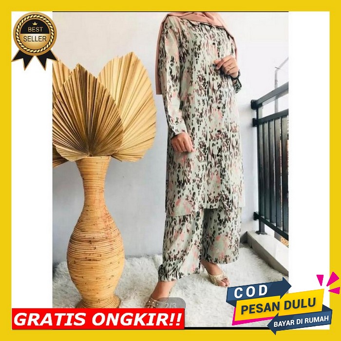 New Crinkle One Set Blus Shirt Pants Baju Set Celana Wanita Terbaru Setelan Stelan Set Cel Stellan O