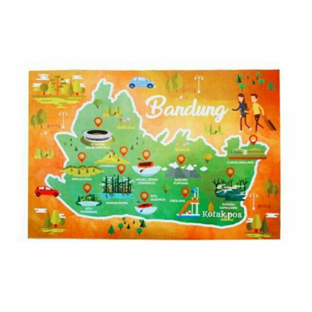

BANDUNG MAP CARD SERIES KOTA INDONESIA ILUSTRASI KARTU POS POSTCARD POSTCROSSING SURAT FILATELI