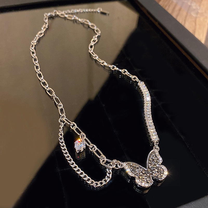 Kalung Choker Zircon Hitam Bahan Titanium Untuk Wanita