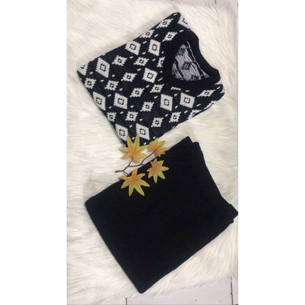 set rompi belah ketupat/ oneset rajut