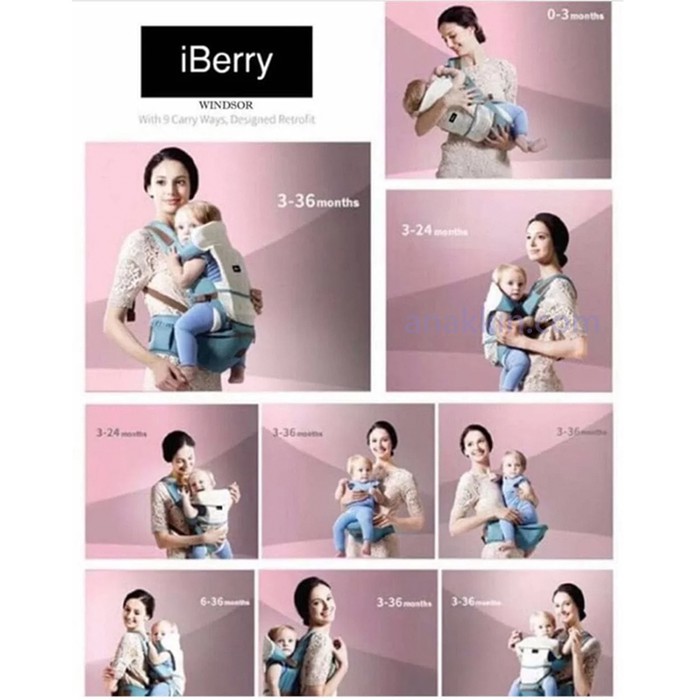 Makassar -  iBerry Windsor Hipseat 9 in 1 Baby Carrier / Gendongan Bayi / Gendongan Hipseat