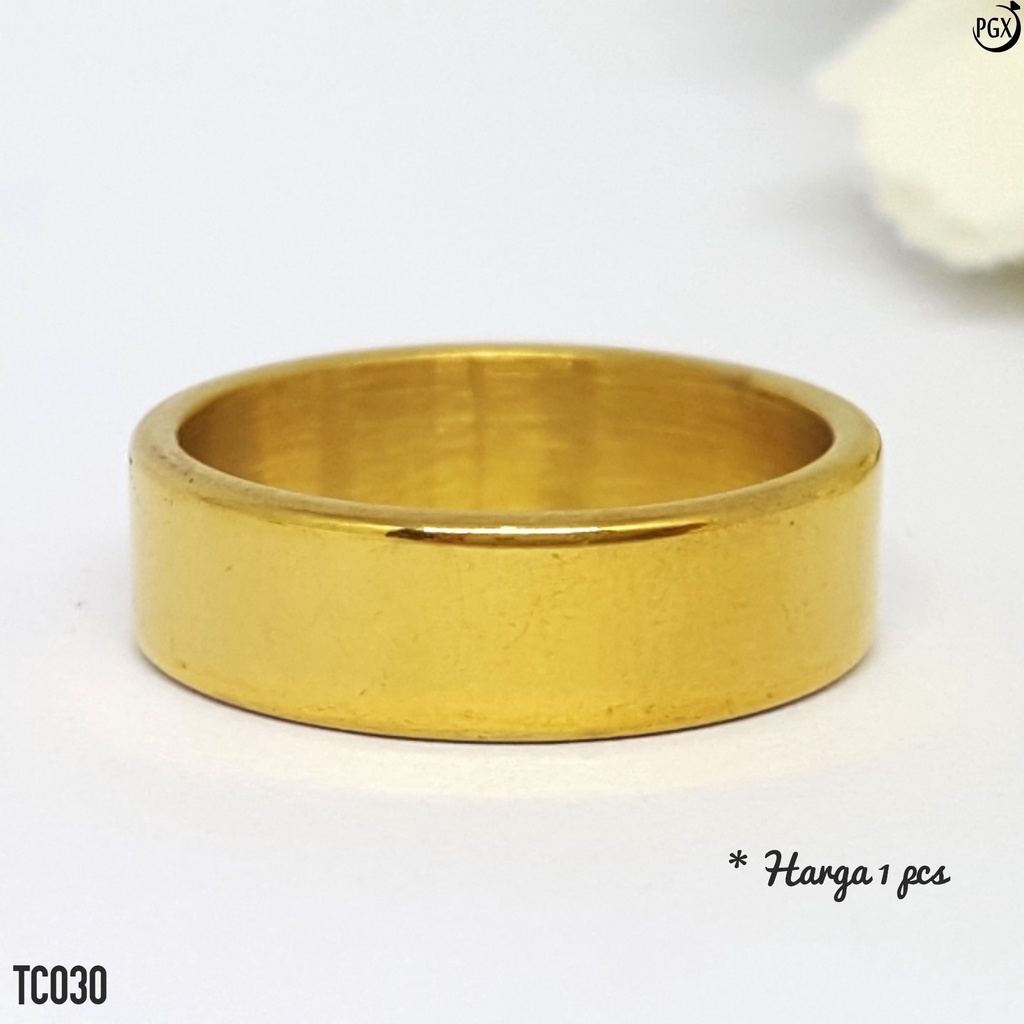 PGX Cincin Titanium Couple Emas Tunangan Aksesoris Fashion Perhiasan Anti Karat - TC030