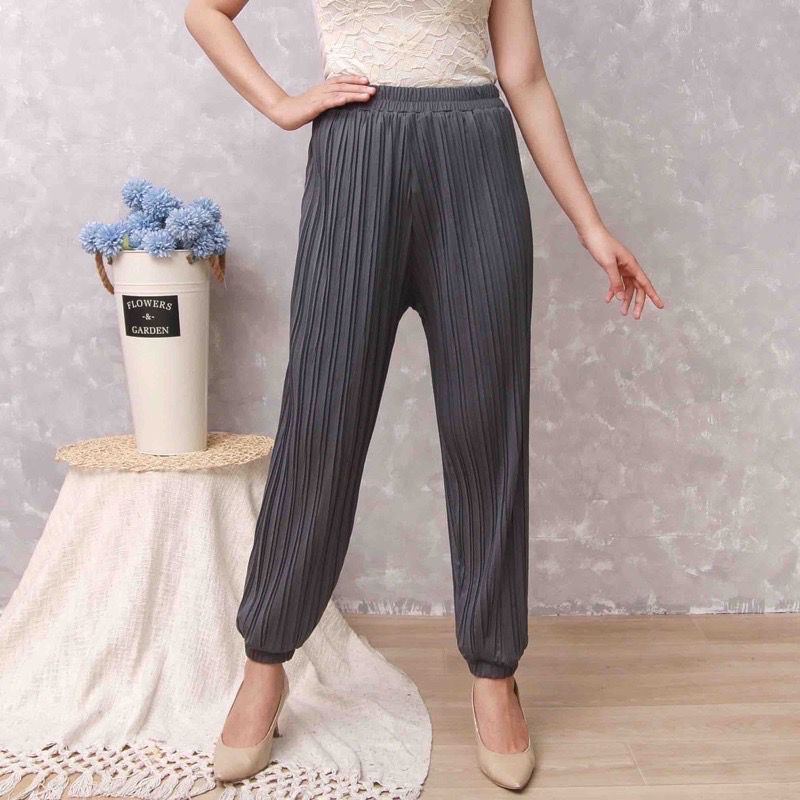 Toply shop Celena Jogger PlisKET Premium wanita / preated jogger pants wanita / celana karet plisket