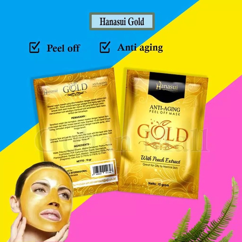 `ღ´ PHINKL `ღ´ ⓗⓐⓝⓐⓢⓤⓘ Hanasui masker gold emas per box isi 10 sachet premium peel off