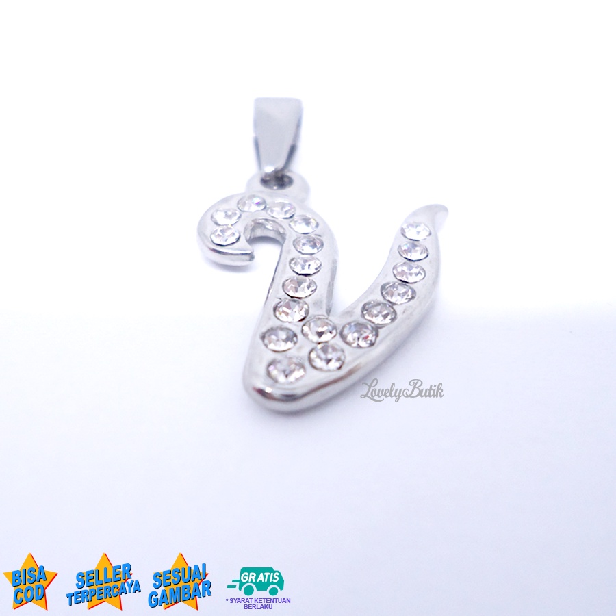 Lovelybutik Liontin Titanium Anti Karat Liontin Huruf V Klasik SILVER &amp; GOLD