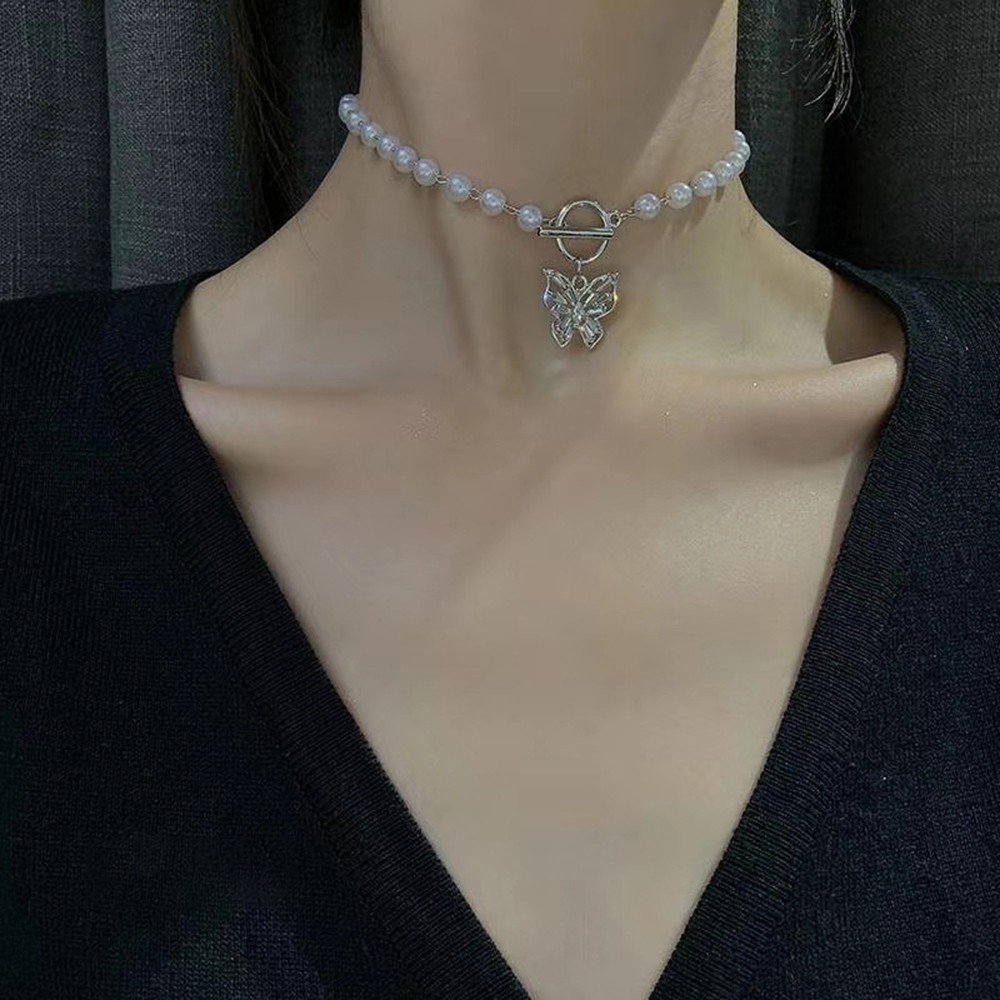 Korea Wanita Mutiara Kalung Kupu Kalung Super Peri Temperamen Liar Kalung BARU