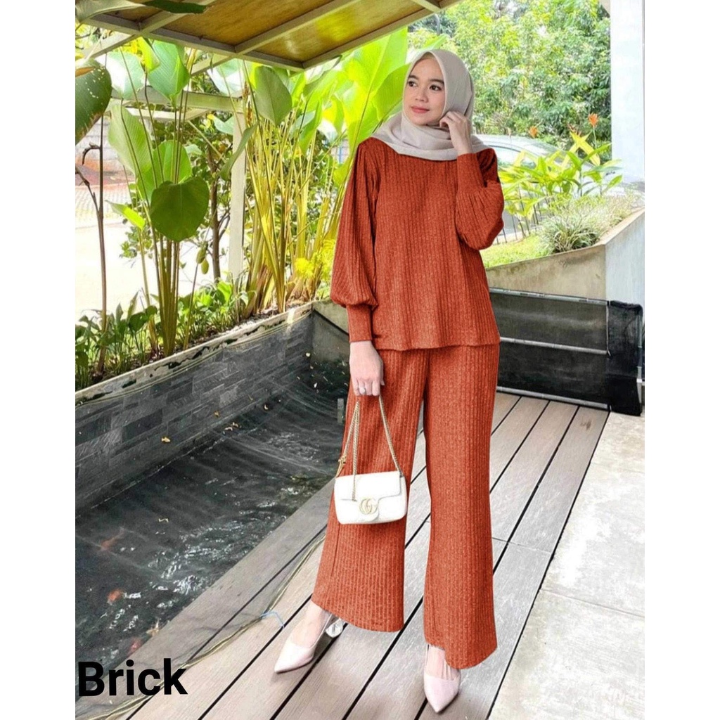 ELDE 12 - SET HARAGA ( L - XL - XXL - 3XL ) STELAN BAHAN KNIT IMPORT TEBAL + CELANA