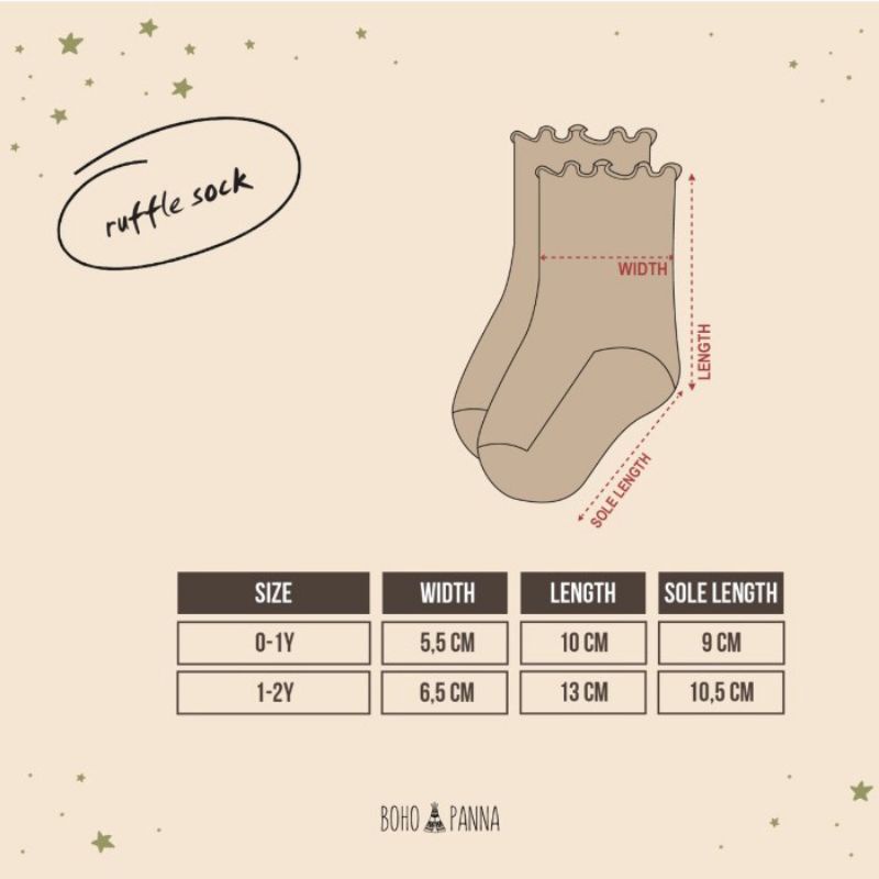 BohoBaby ALICE SOCK / RUFFLE SOCK / BOW SOCK Boho Panna Socks Kaos Kaki BohoPanna Bayi/ Ruffle Socks