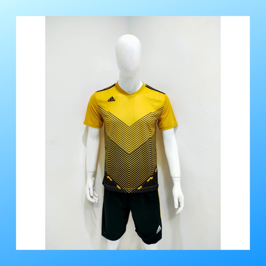 Kaos futsal pria jersey sepak bola baju dan celana setelan wanita dewasa t-shirt outfit seragam jarsey kostum olahraga pakaian apparel sport jersy soccer casual jersi suit AD162 gold