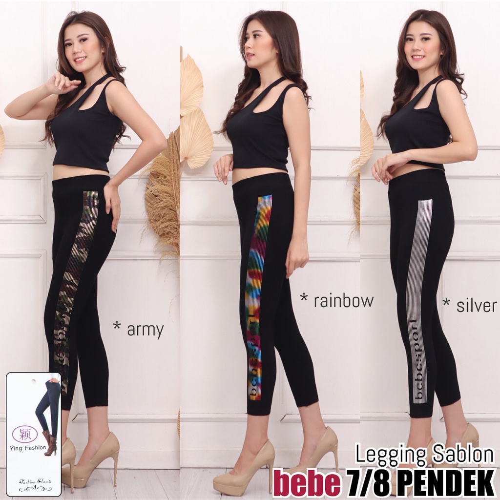 Legging ss BEBE 7/8 / legging sablon pendek / legging fashion import / ying fashion / legging pendek wanita