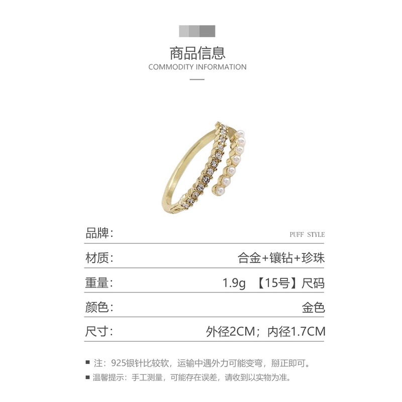 Cincin Jari Telunjuk Hias Mutiara Berlian Imitasi Gaya Korea Untuk Wanita