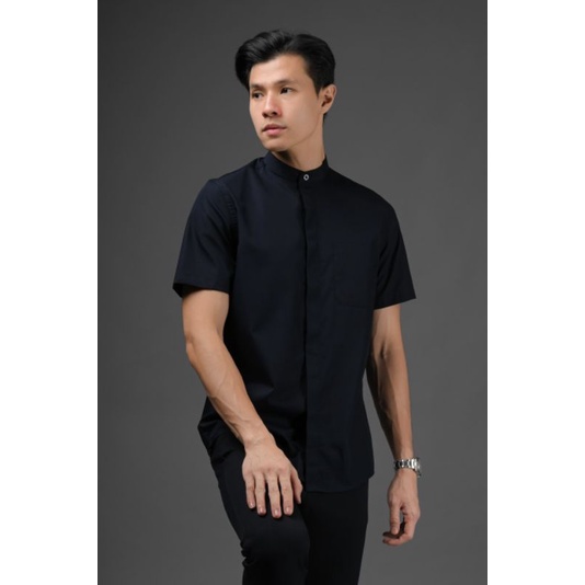 ARGO CONCEALED PLACKET SHORT SLEEVE NAVY by HEYMALE.ID