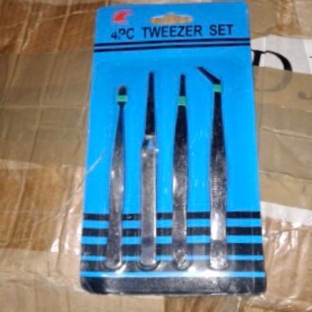 TWEEZER SET 4 PCS / PINSET 4 PCS / PINGSET STAINLESS