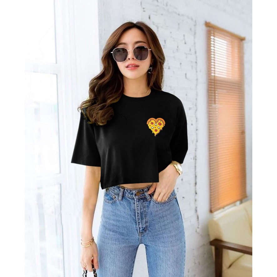 Flava_Store-Love Cake Crop Top Kaos Lengan Pendek Wanita