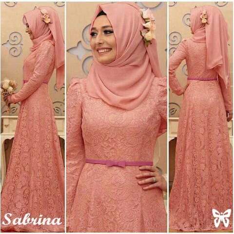 HOPYLOVY Gamis Brukat Terbaru Sabrina Maxi Brukat + GRATIS Belt Pita