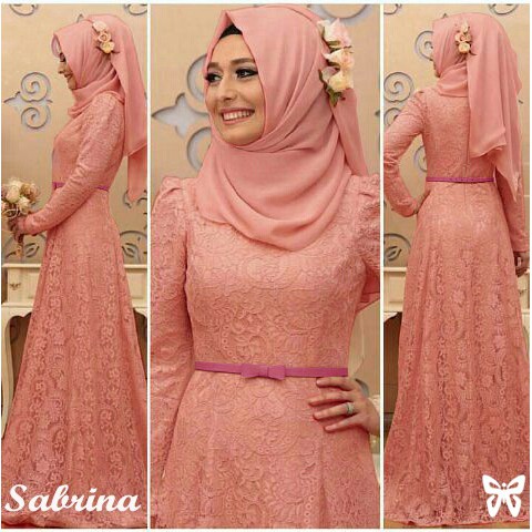 HOPYLOVY Gamis Brukat Terbaru Sabrina Maxi Brukat + GRATIS Belt Pita