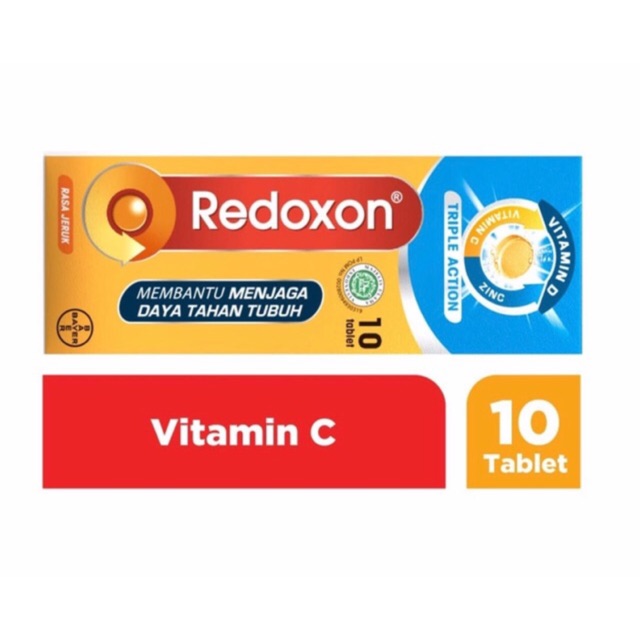 Redoxon triple action tube isi 10 effervesent tablet (mengandung vitamin C, zinc, dan vitamin D)