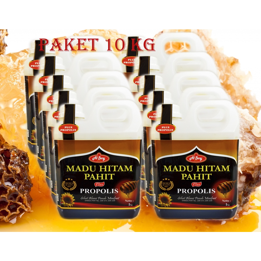 

Paket 10 Btl Super Madu hitam pahit Plus Propolis Albany 1kg