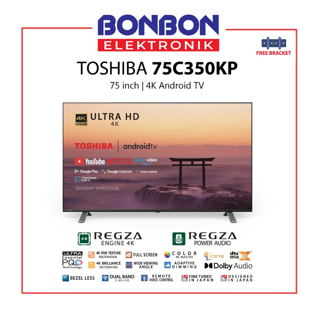 Toshiba LED Smart Android TV 75 Inch 75C350KP UHD 4K HDR