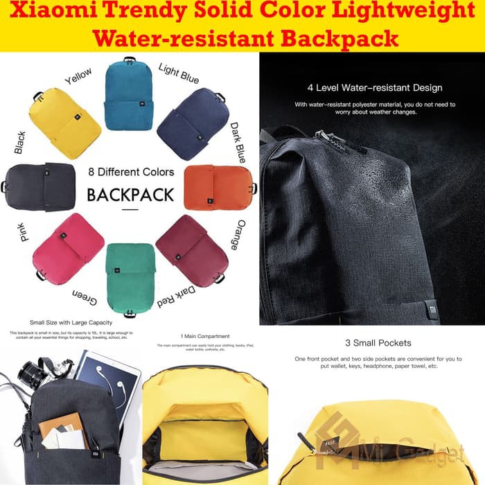 Tas Trendy Solid Color Water-resist Backpack Colorful Bag