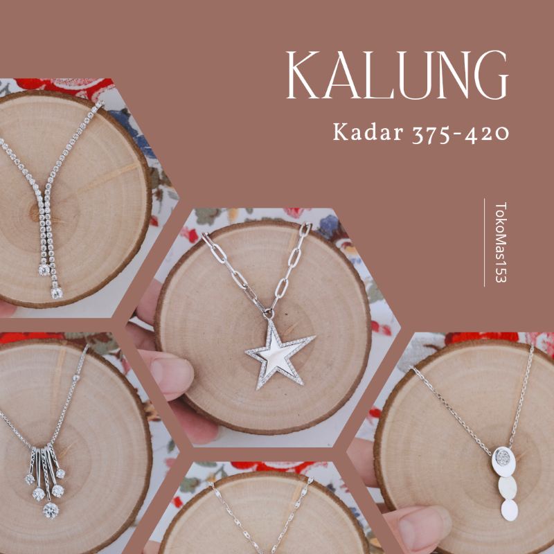 WAJIB TANYA STOK Realpic Kalung Berliontin Emas Putih Asli Kadar 375-420