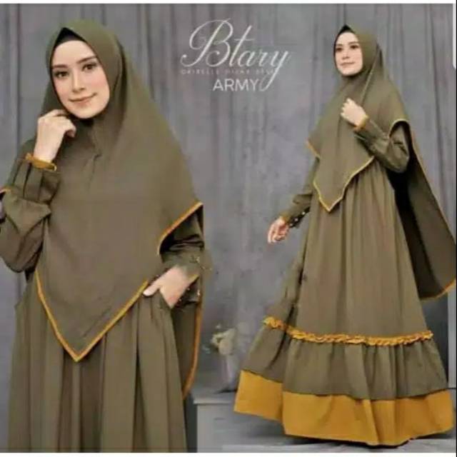 Baju wanita baju lebaran gamis wanita BTARY SYARI army