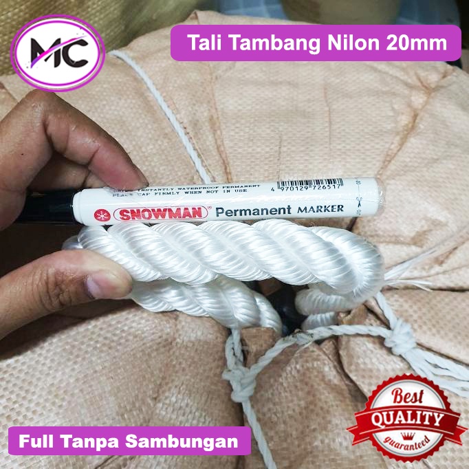 Tali Tambang Besar Nilon Nylon Rope 20mm 22mm Pengikat Barang Putih Halus Qualitas Eksport Tali Kapal Ikat Barang Sapi Kambing Domba Lembu Kerbau