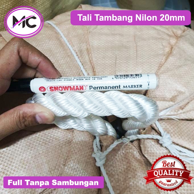 Tali Tambang Besar Nilon Nylon Rope 20mm 22mm Pengikat Barang Putih Halus Qualitas Eksport Tali Kapal Ikat Barang Sapi Kambing Domba Lembu Kerbau