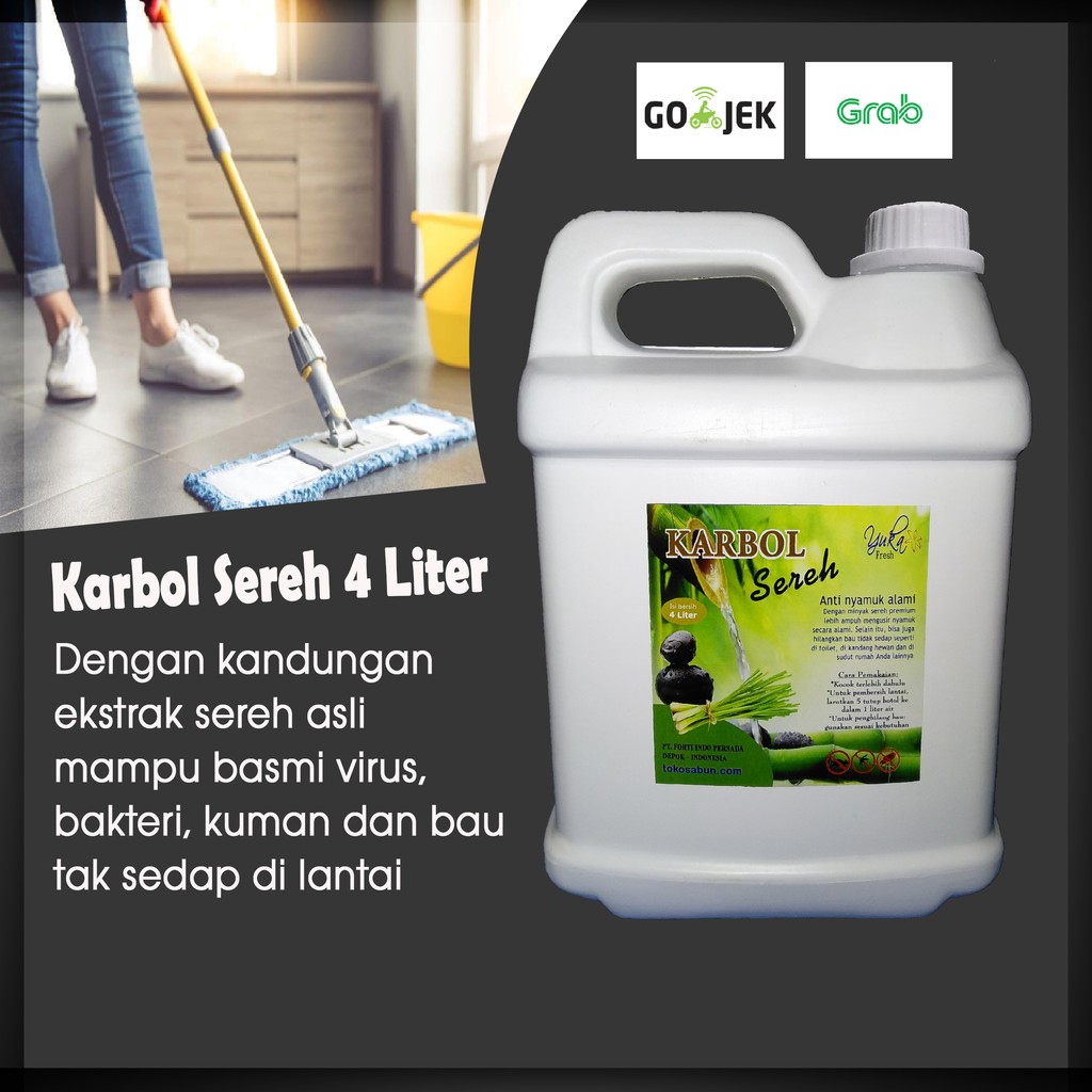 YUKA Karbol Sereh 4 Liter  Dengan Sereh Asli / Gojek