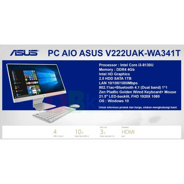 PC AIO Asus V222UAK WA341T i3 8130U Windows